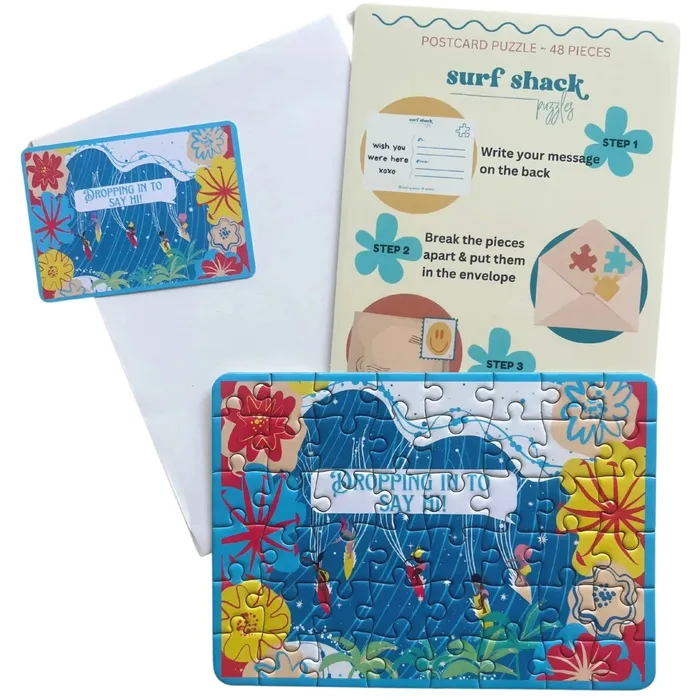 Earrings Surf Shack Dropping In Puzzle Postcard 48 Pieces SURFSHACKPUZZLE