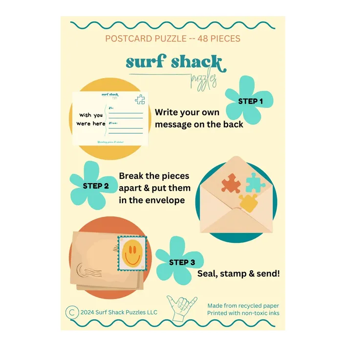Earrings Surf Shack Dropping In Puzzle Postcard 48 Pieces SURFSHACKPUZZLE