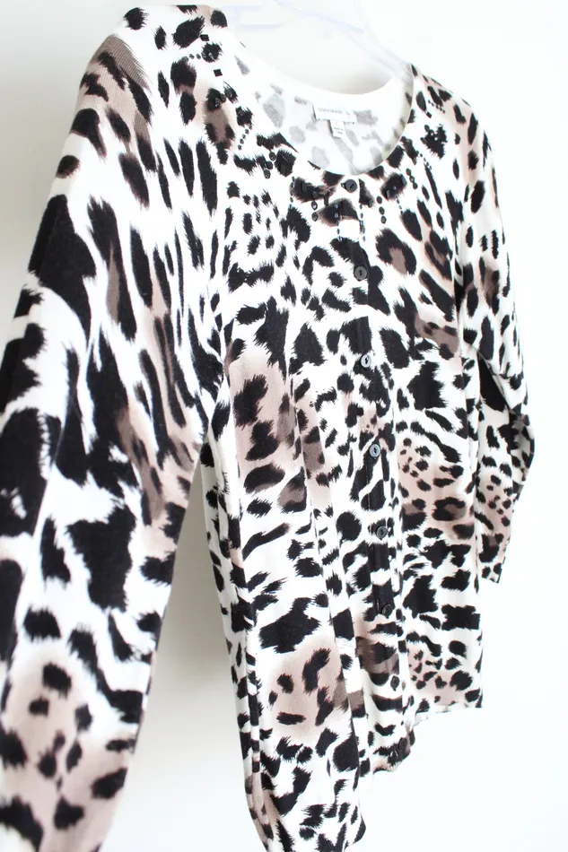 Earrings Susan Graver Susan Graver Cheetah Print Beaded Knit Cardigan L