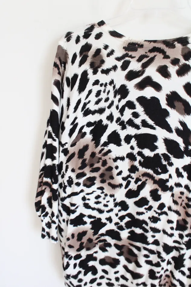 Earrings Susan Graver Susan Graver Cheetah Print Beaded Knit Cardigan L