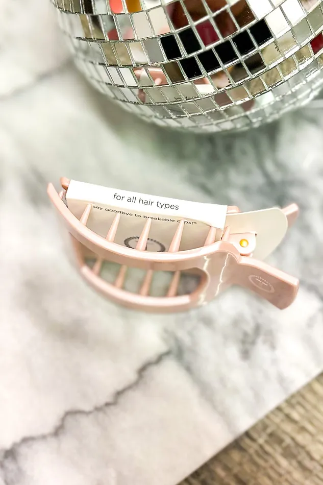 Earrings Teleties Faire Teleties Large Flat Square Clip Pearly Pink