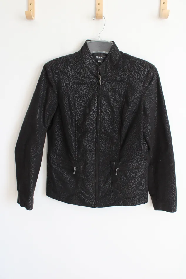 Elementz Rings Elementz Black Sueded Cheetah Print Jacket M Petite