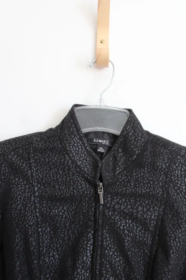 Elementz Rings Elementz Black Sueded Cheetah Print Jacket M Petite