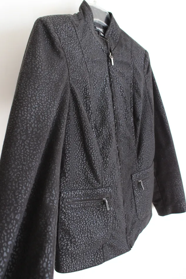 Elementz Rings Elementz Black Sueded Cheetah Print Jacket M Petite