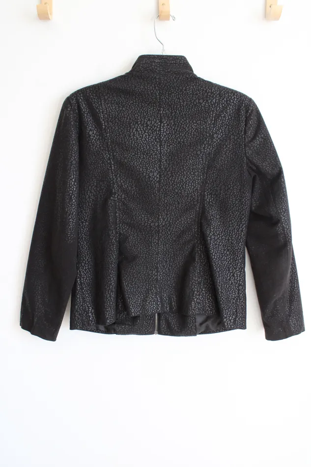 Elementz Rings Elementz Black Sueded Cheetah Print Jacket M Petite