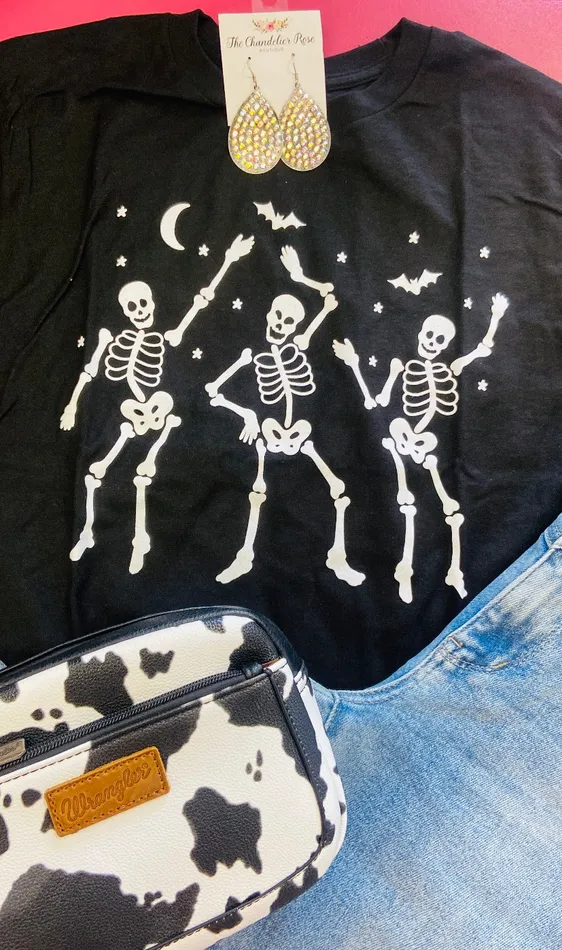 ENVY WHOLESALE Rings DANCING SKELETONS TEE BLACK