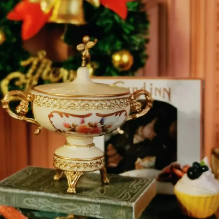 European Ornate Candy Dish Dollhouse Miniature DSER Earrings European Ornate Candy Dish Dollhouse Miniature DSER Earrings