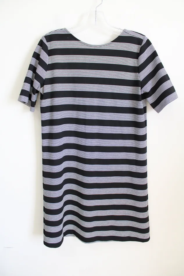 Gap Black White Striped Dress M Gap Rings