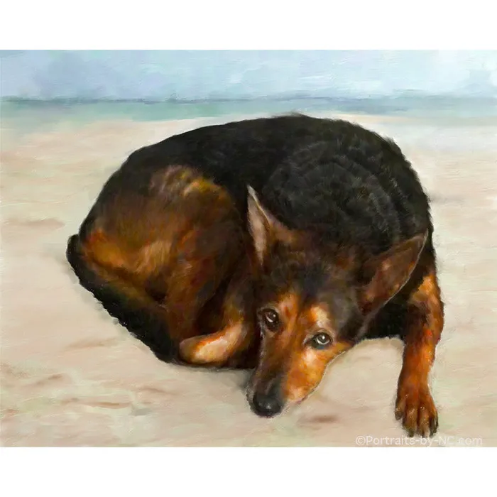 German Shepherd Rottweiler Mix Dog Oil Portrait Portraits by NC Earrings