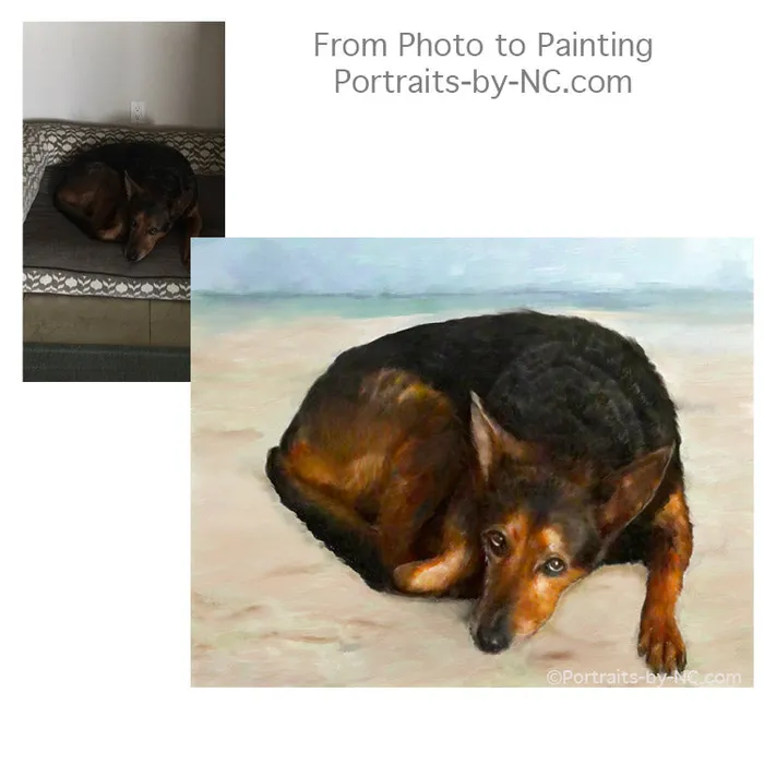 German Shepherd Rottweiler Mix Dog Oil Portrait Portraits by NC Earrings