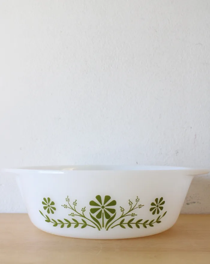 Glasbake Rings Glasbake Green Daisy J514 2 QT Round Dish