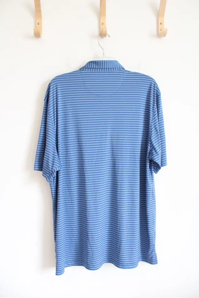 Greg Norman ML75 Play Dry Blue Black Striped Polo Shirt XXL Greg Norman Rings