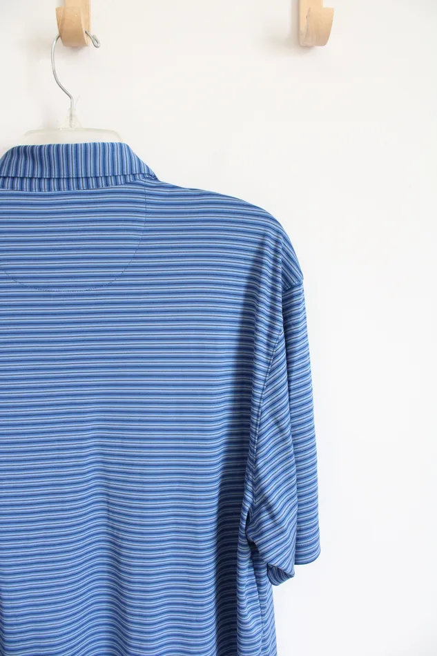 Greg Norman ML75 Play Dry Blue Black Striped Polo Shirt XXL Greg Norman Rings