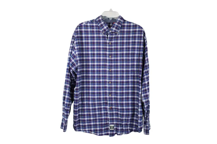 Izod Rings Izod Blue Plaid Button Down Shirt XL