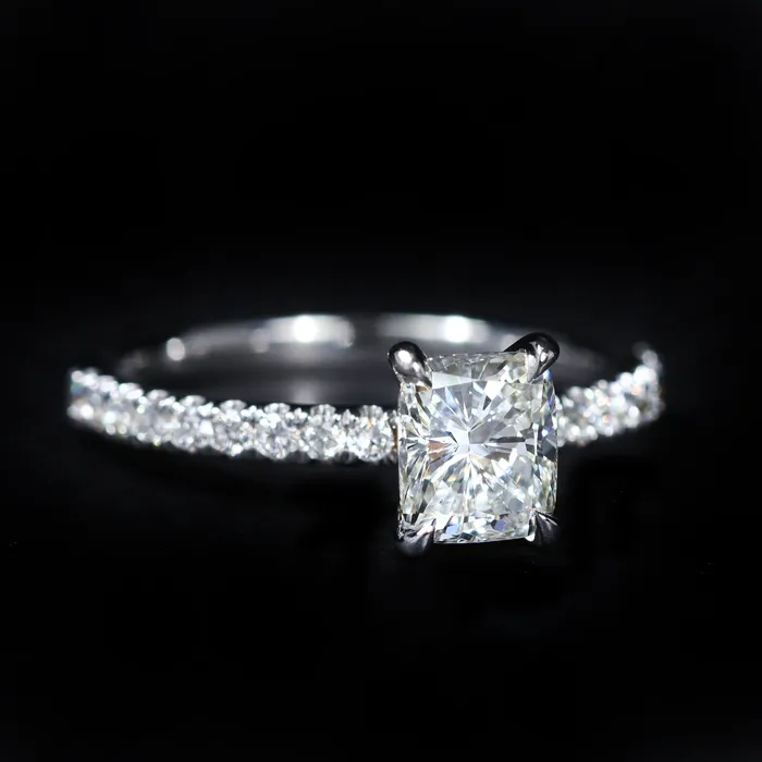 JS Simmons Diamond Consultants Rings 14K White Gold GIA 101 Carat Cushion Cut Diamond Engagement Ring