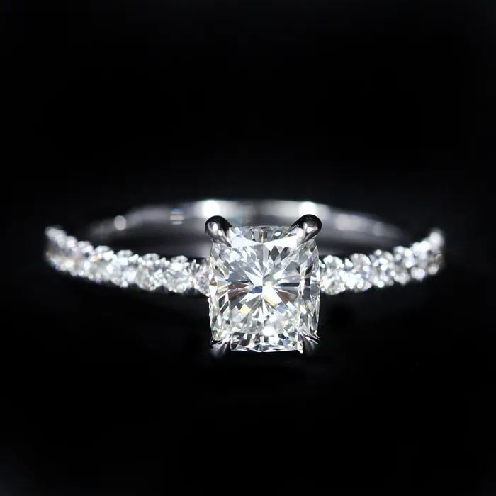 JS Simmons Diamond Consultants Rings 14K White Gold GIA 101 Carat Cushion Cut Diamond Engagement Ring