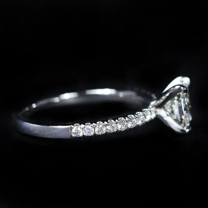 JS Simmons Diamond Consultants Rings 14K White Gold GIA 101 Carat Cushion Cut Diamond Engagement Ring