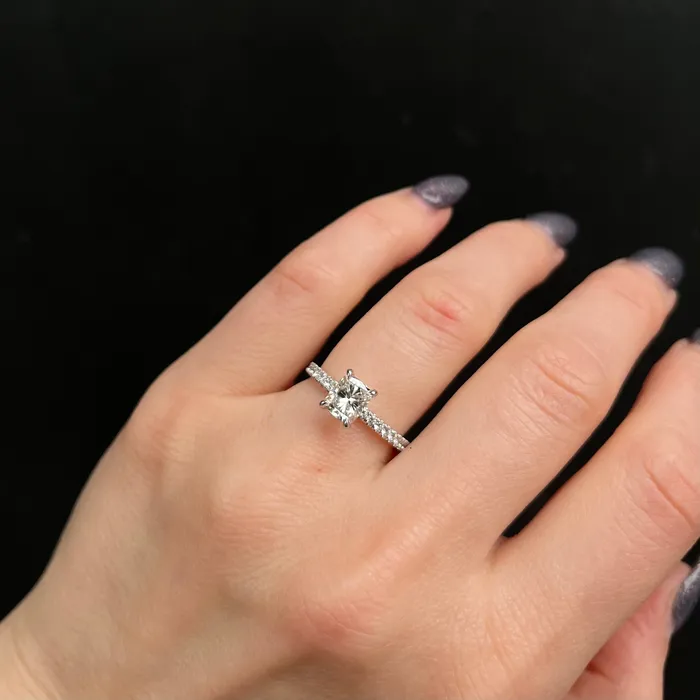 JS Simmons Diamond Consultants Rings 14K White Gold GIA 101 Carat Cushion Cut Diamond Engagement Ring