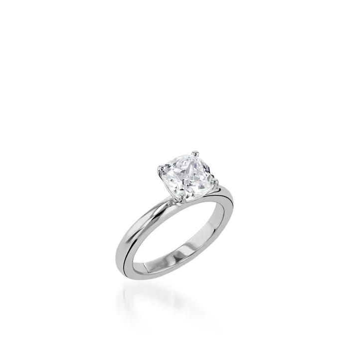 John Atencio Rings Essence Solitaire Cushion White Gold Engagement Ring