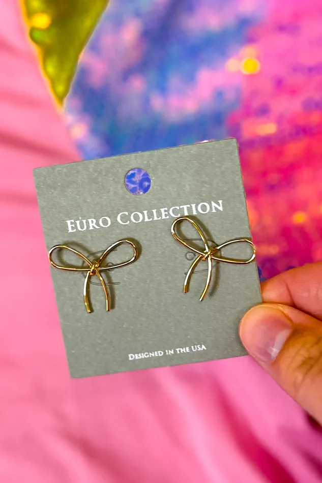 Judson Earrings Simple Metal Tone Bow Stud Earrings Gold