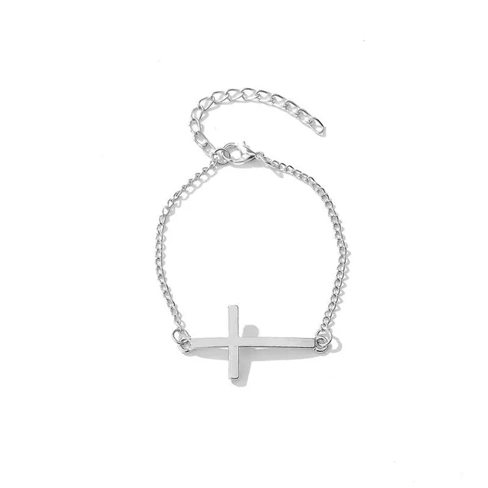 Lords Guidance Bracelets Womens Cross Bracelet br Sideways Silver