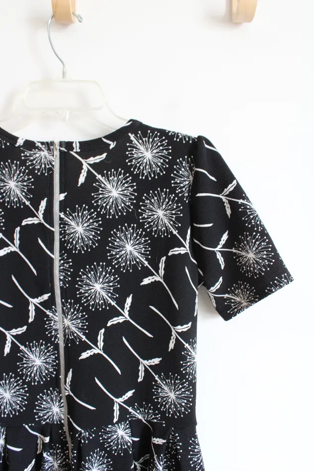 LuLaRoe LuLaRoe Black White Dandelion Patterned Knit Dress L Rings