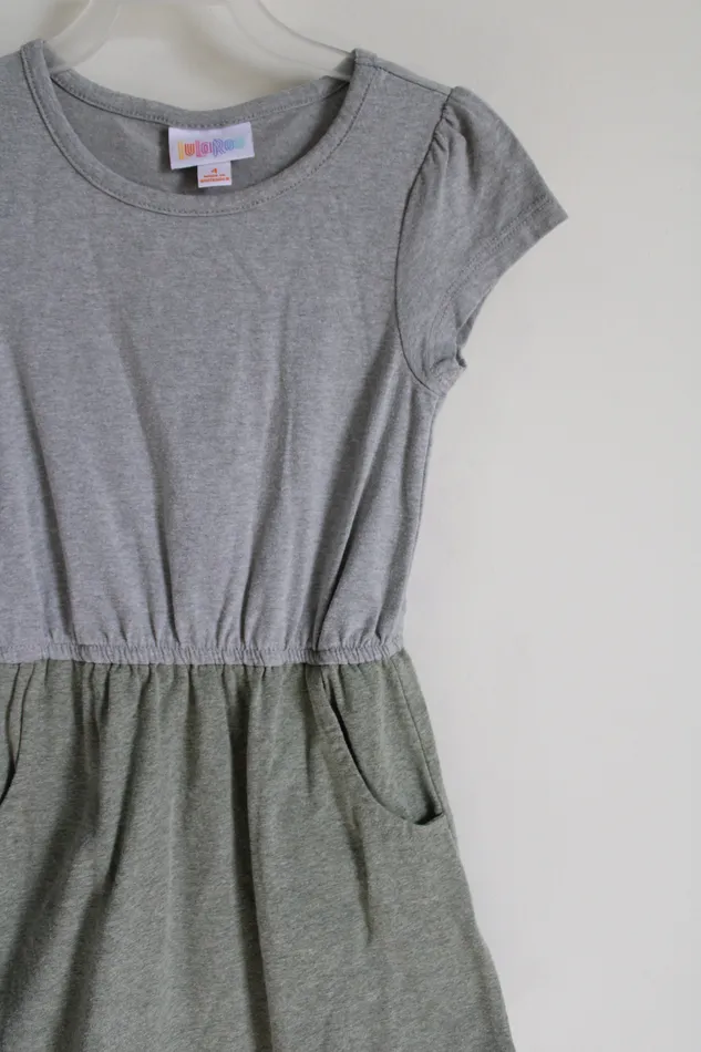 LuLaRoe LuLaRoe Gray Green Dress 4 Earrings