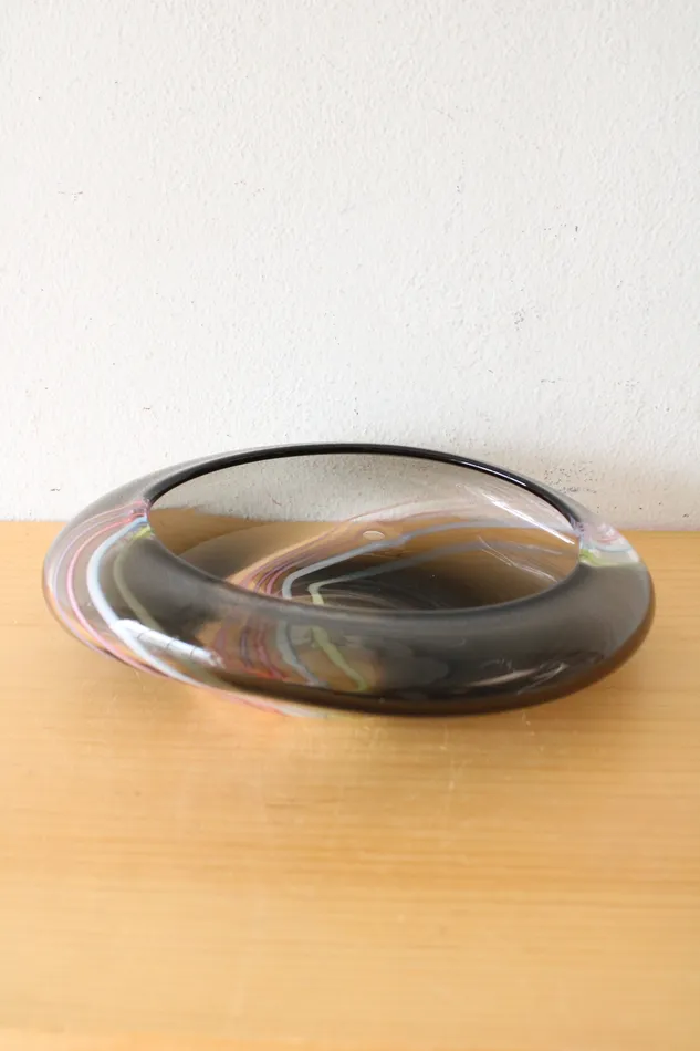 Midcentury Modern Gray Blown Glass Dish Jubilee Thrift Earrings