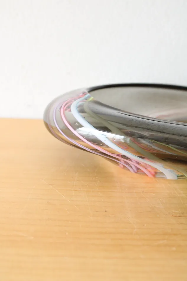 Midcentury Modern Gray Blown Glass Dish Jubilee Thrift Earrings
