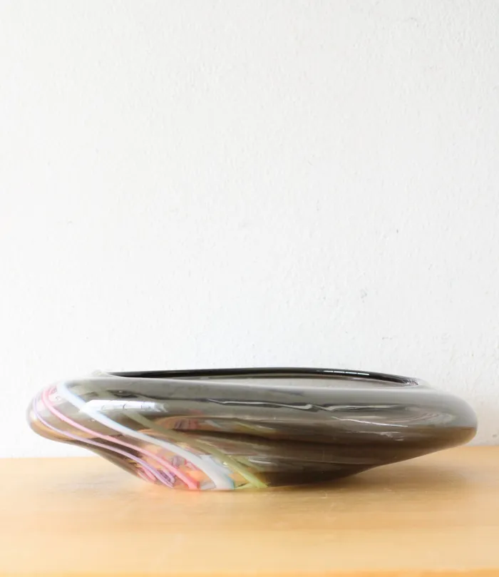 Midcentury Modern Gray Blown Glass Dish Jubilee Thrift Earrings