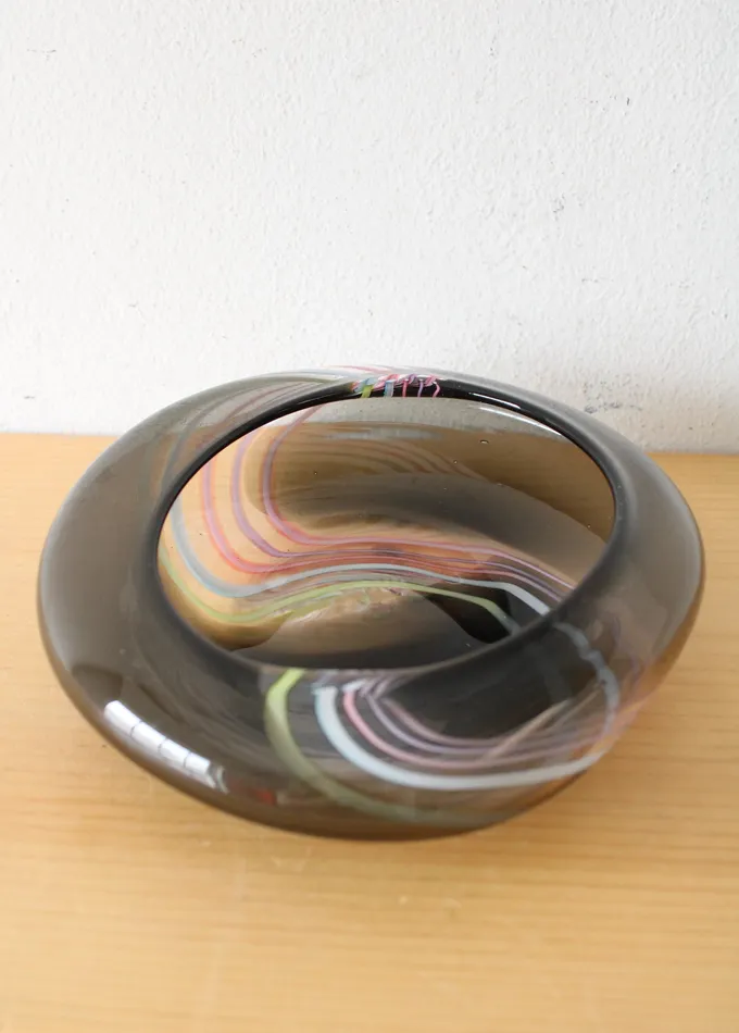 Midcentury Modern Gray Blown Glass Dish Jubilee Thrift Earrings