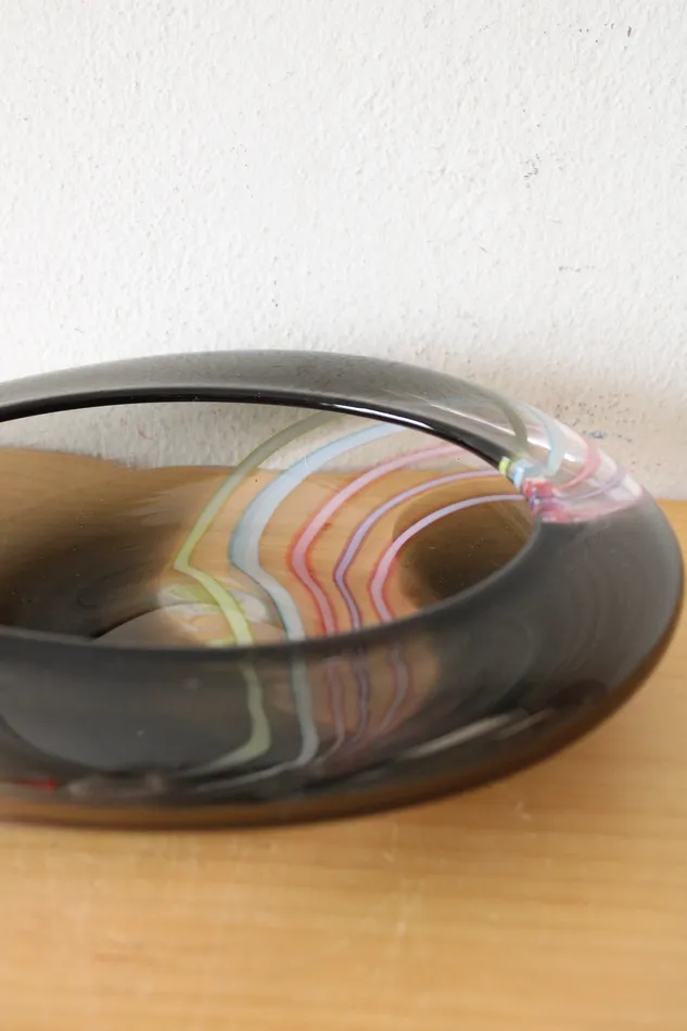 Midcentury Modern Gray Blown Glass Dish Jubilee Thrift Earrings