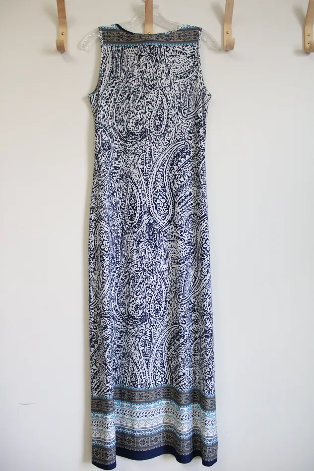 MSK Navy Blue Paisley Dress M Petite MSK Rings