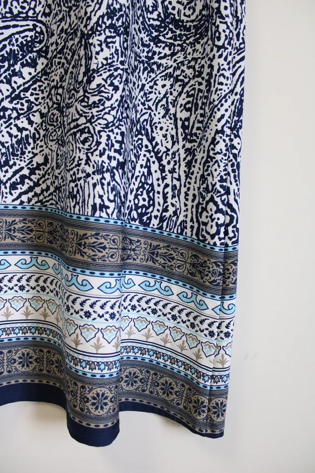 MSK Navy Blue Paisley Dress M Petite MSK Rings