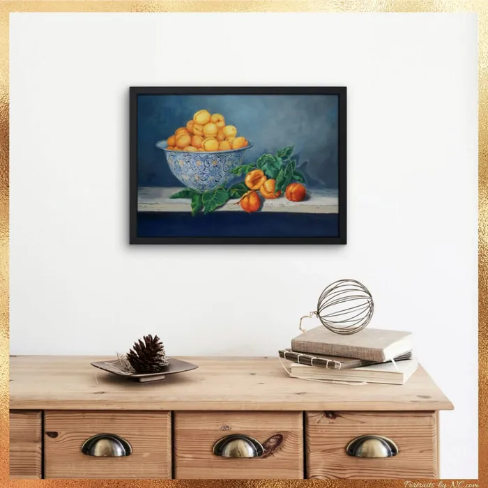 Necklaces Apricots and Peaches Fruit Still Life Canvas Print Portraits by NC Necklaces Apricots and Peaches Fruit Still Life Canvas Print Portraits by NC