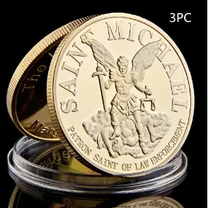 Necklaces CJDropshipping 3x St Michael Gold Coin Of Protection