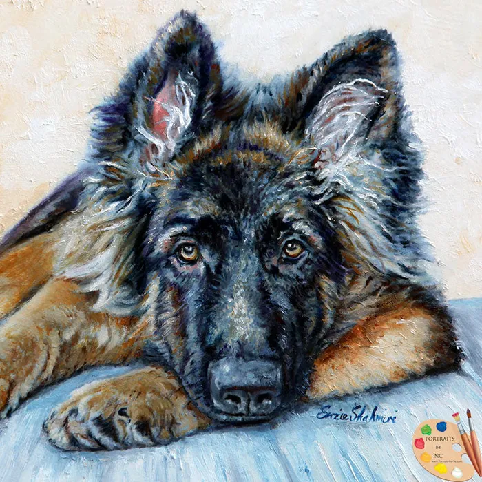 Necklaces German Shepherd with Beige Background Oil Dog Portrait Portraits by NC Necklaces German Shepherd with Beige Background Oil Dog Portrait Portraits by NC