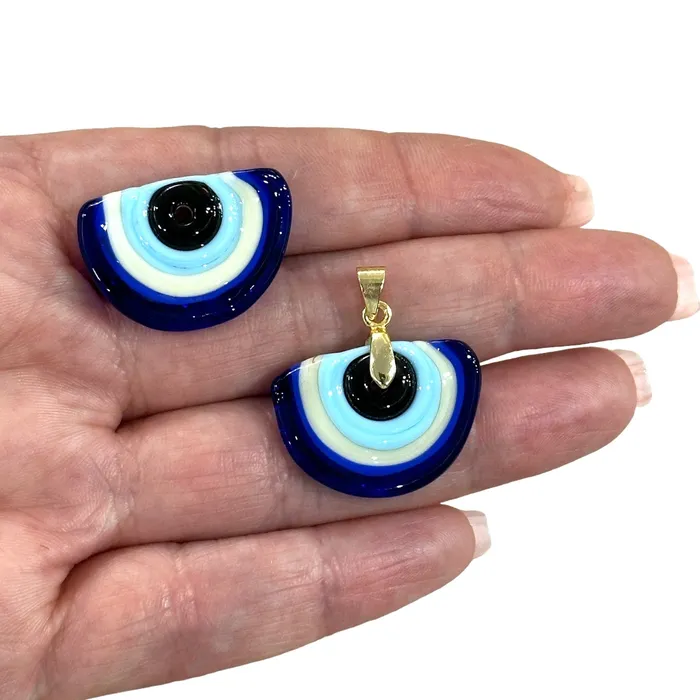 Necklaces Peppy Beads Hand Made Murano Glass Eye Pendant With Gold Plated Bail Necklaces Peppy Beads Hand Made Murano Glass Eye Pendant With Gold Plated Bail