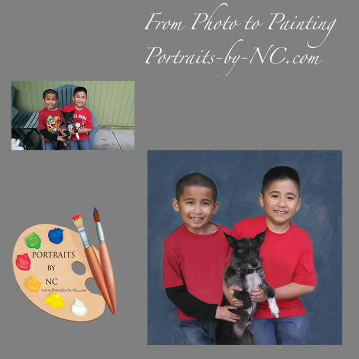 Necklaces Portraits by NC Sibling Portrait Best Buddies Kids with Pet Portrait
