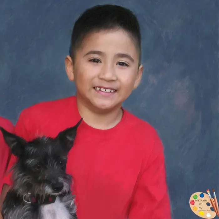 Necklaces Portraits by NC Sibling Portrait Best Buddies Kids with Pet Portrait