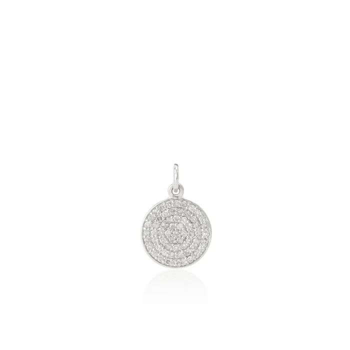 Necklaces RACHEL LYNN CHICAGO Small White Gold and Diamond Disk Pendant