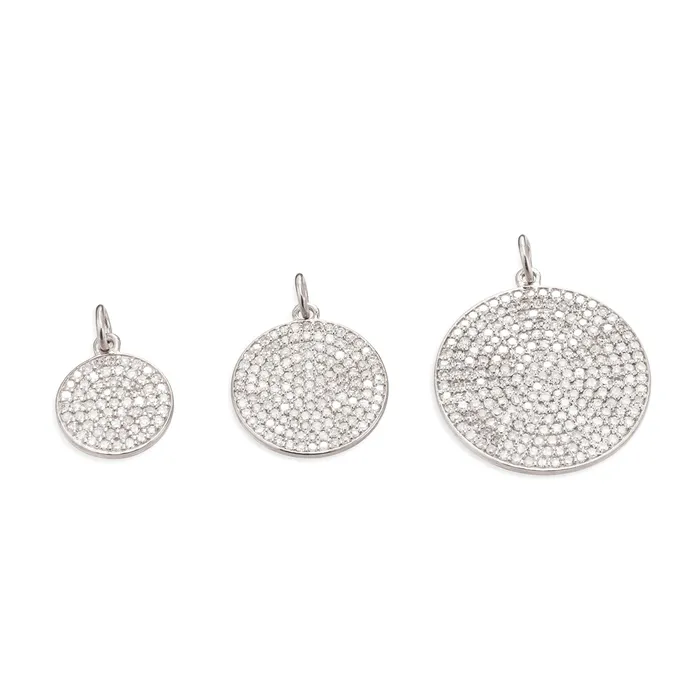 Necklaces RACHEL LYNN CHICAGO Small White Gold and Diamond Disk Pendant