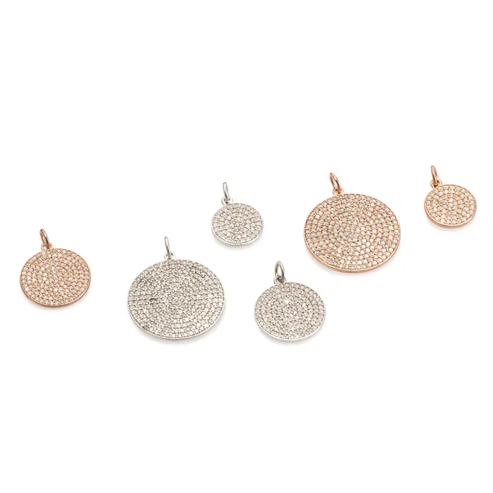 Necklaces RACHEL LYNN CHICAGO Small White Gold and Diamond Disk Pendant