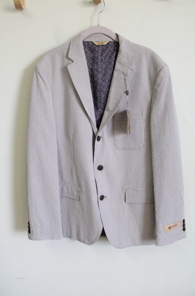 NEW Haggar Light Purple Gingham Blazer 42 Regular Haggar Necklaces