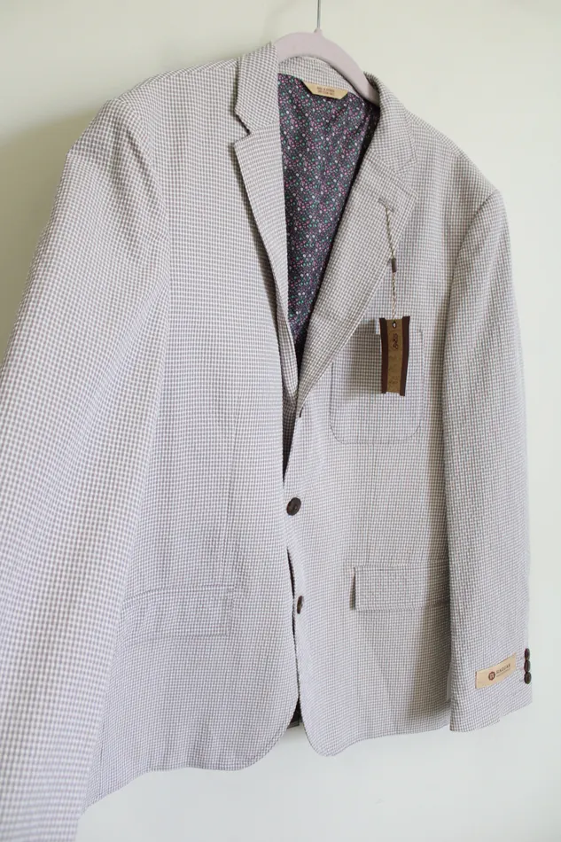 NEW Haggar Light Purple Gingham Blazer 42 Regular Haggar Necklaces