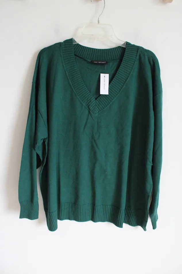 NEW Lane Bryant Evergreen VNeck Knit Sweater 2628 Lane Bryant Earrings