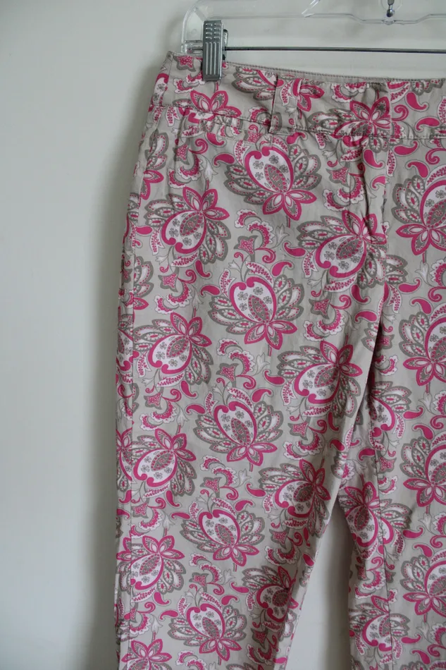 NYC Pink Floral Manhattan Chino Capri Pant 6 New York Company Rings