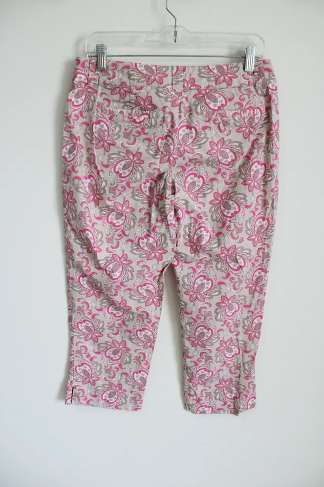 NYC Pink Floral Manhattan Chino Capri Pant 6 New York Company Rings