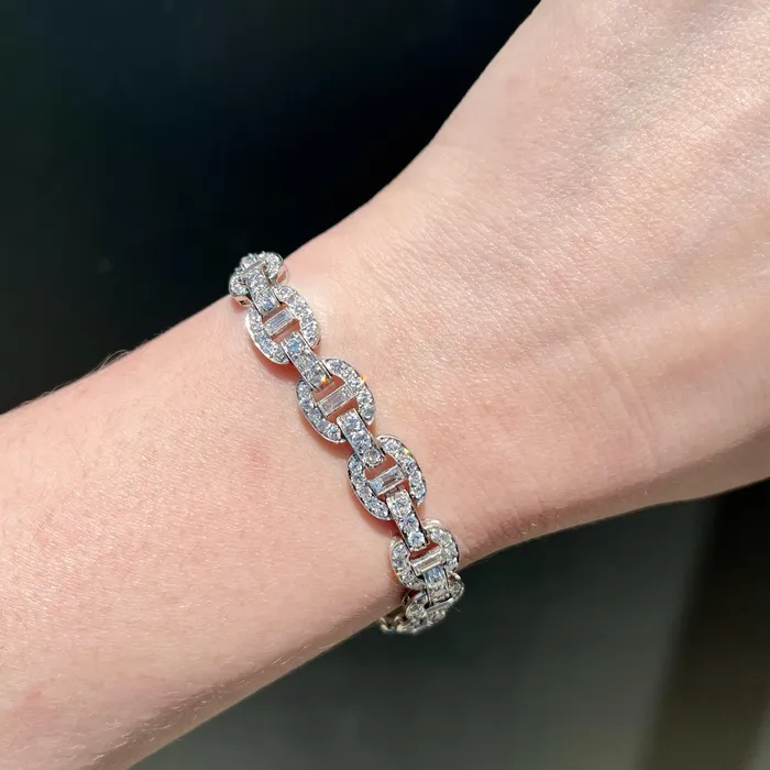 OTC Bracelets Art Deco 900 CTW Old European Cut Baguette Cut Diamond Bracelet