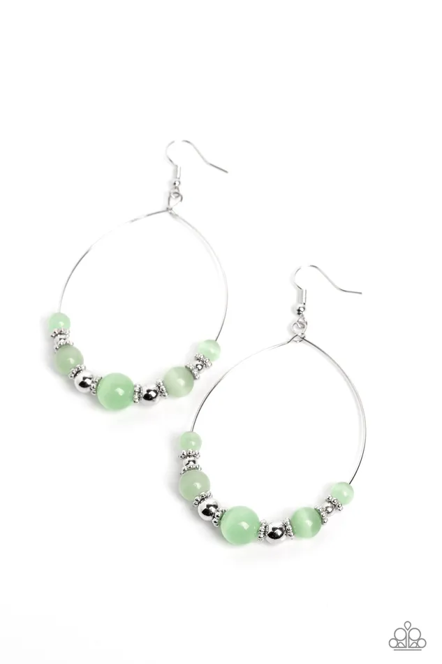 Paparazzi Accessories Earrings Cats Eye Charisma Green